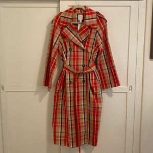 H&M Plaid Cotton Double Breasted Trench